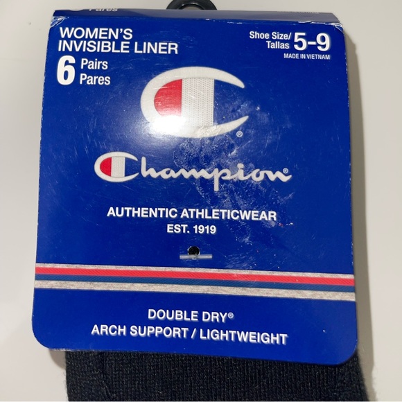 NWT Champion women’s size 5-9 invisible liners 6 pair pack - Picture 2 of 4